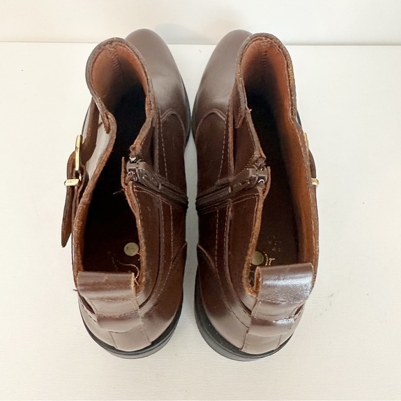 Marroqui Sanchez Leather Buckle Detail Side Zip Brown Ankle Boots - Size 10 - Picture 11 of 16